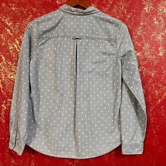 MADEWELL Blue Polka Dots Chambray Top Blouse Shirt SMALL S - Picture 9 of 12